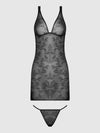 Kiki Lace Strappy & Backless Chemise & G-String Set from Love It Curvy