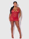 Kiki Lace Strappy & Backless Chemise & G-String Set from Love It Curvy