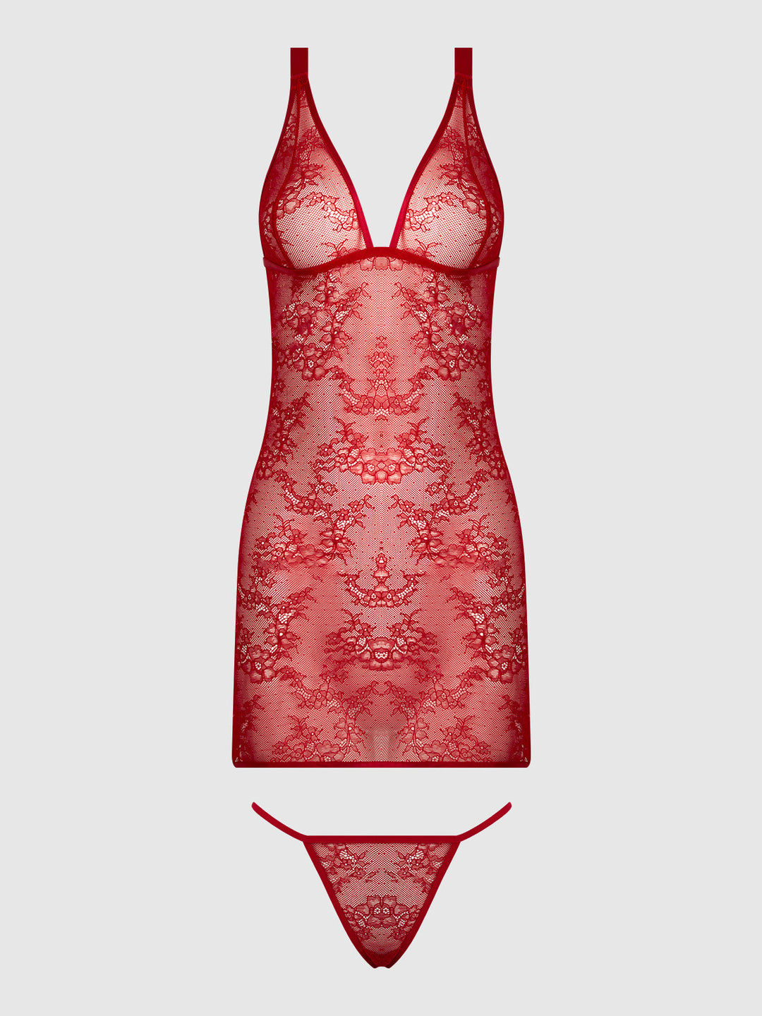 Kiki Lace Strappy &amp; Backless Chemise &amp; G-String Set from Love It Curvy