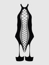 Halter Neck & Gartered Teddy Bodystocking in black, image 2