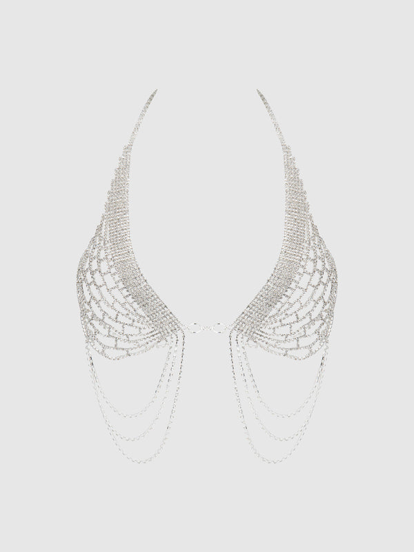 Rhinestone Net Halter With Openable Front from Love It Curvy