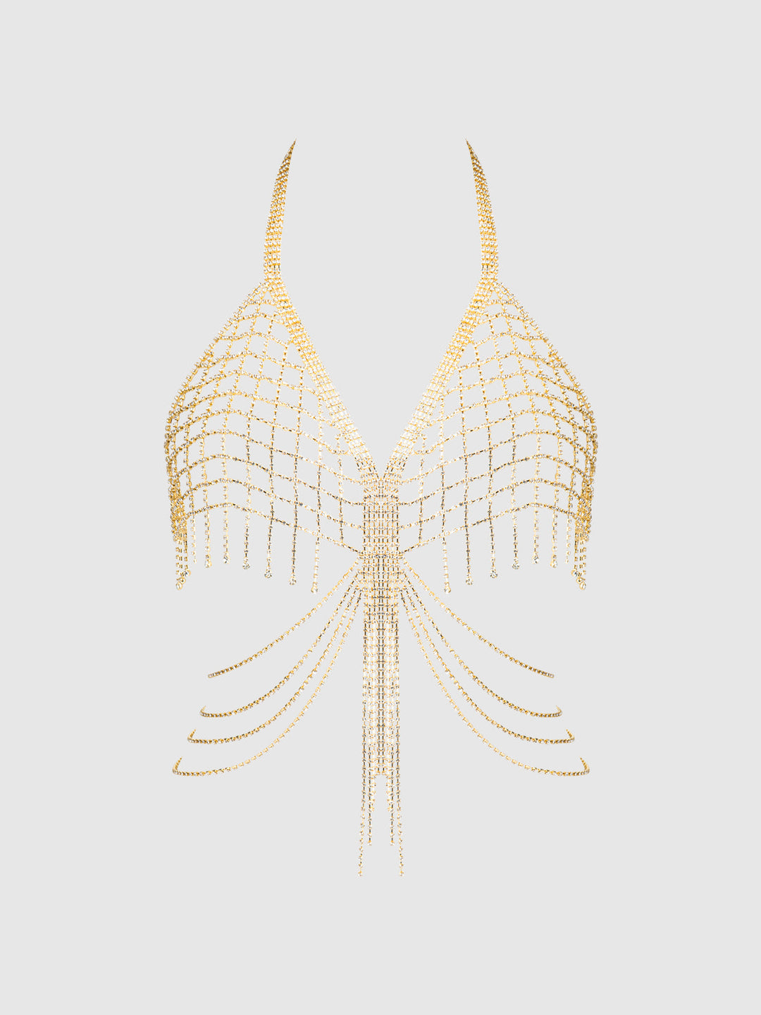 Rhinestone Net &amp; Fringe Halter Bralette from Love It Curvy