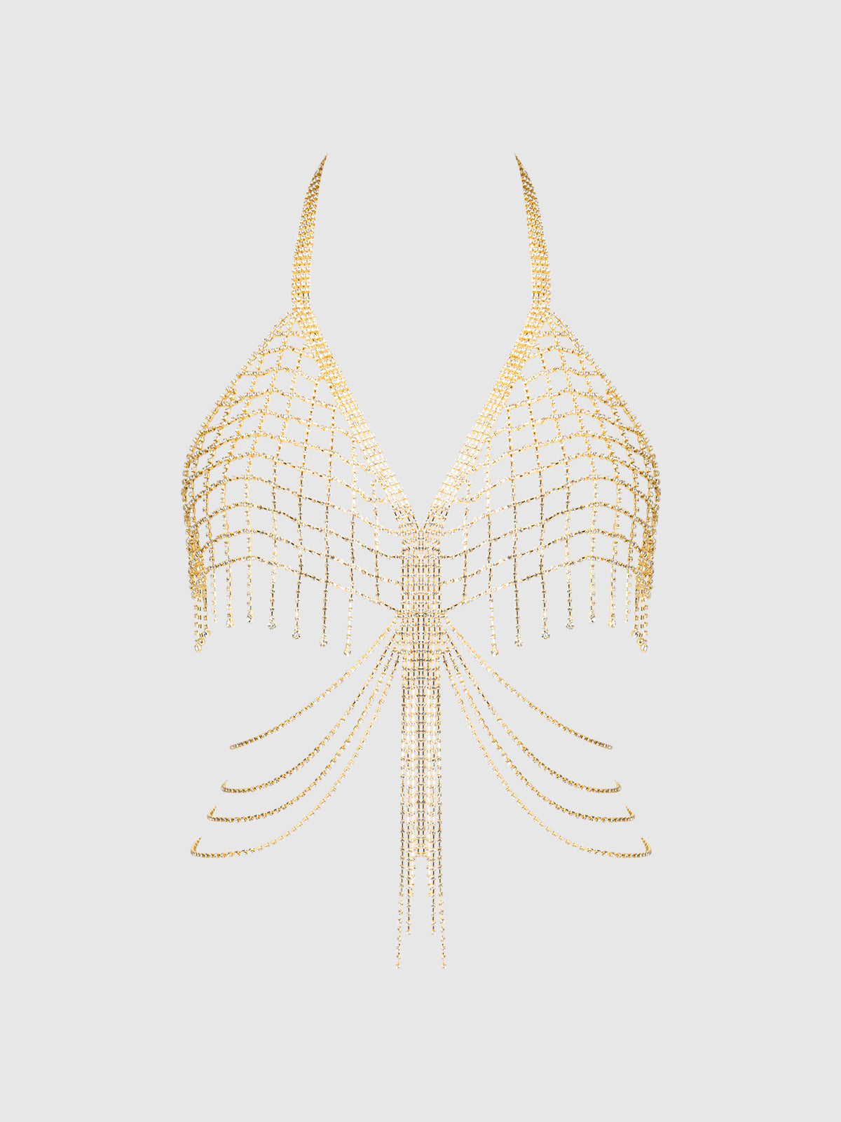 Rhinestone Net & Fringe Halter Bralette from Love It Curvy