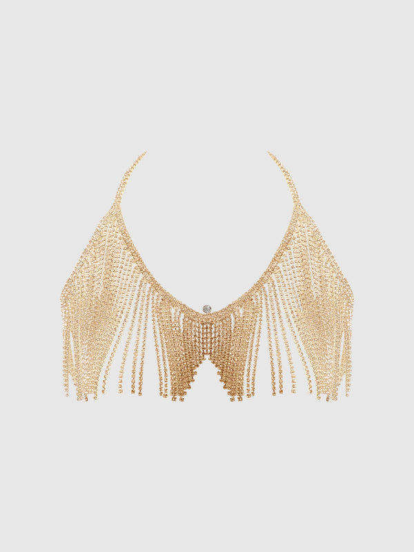 Rhinestone Dangle V-Neck Bra from Love It Curvy