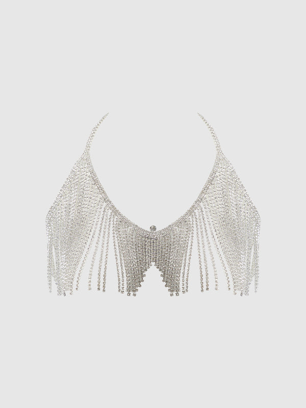 Rhinestone Dangle V-Neck Bra from Love It Curvy