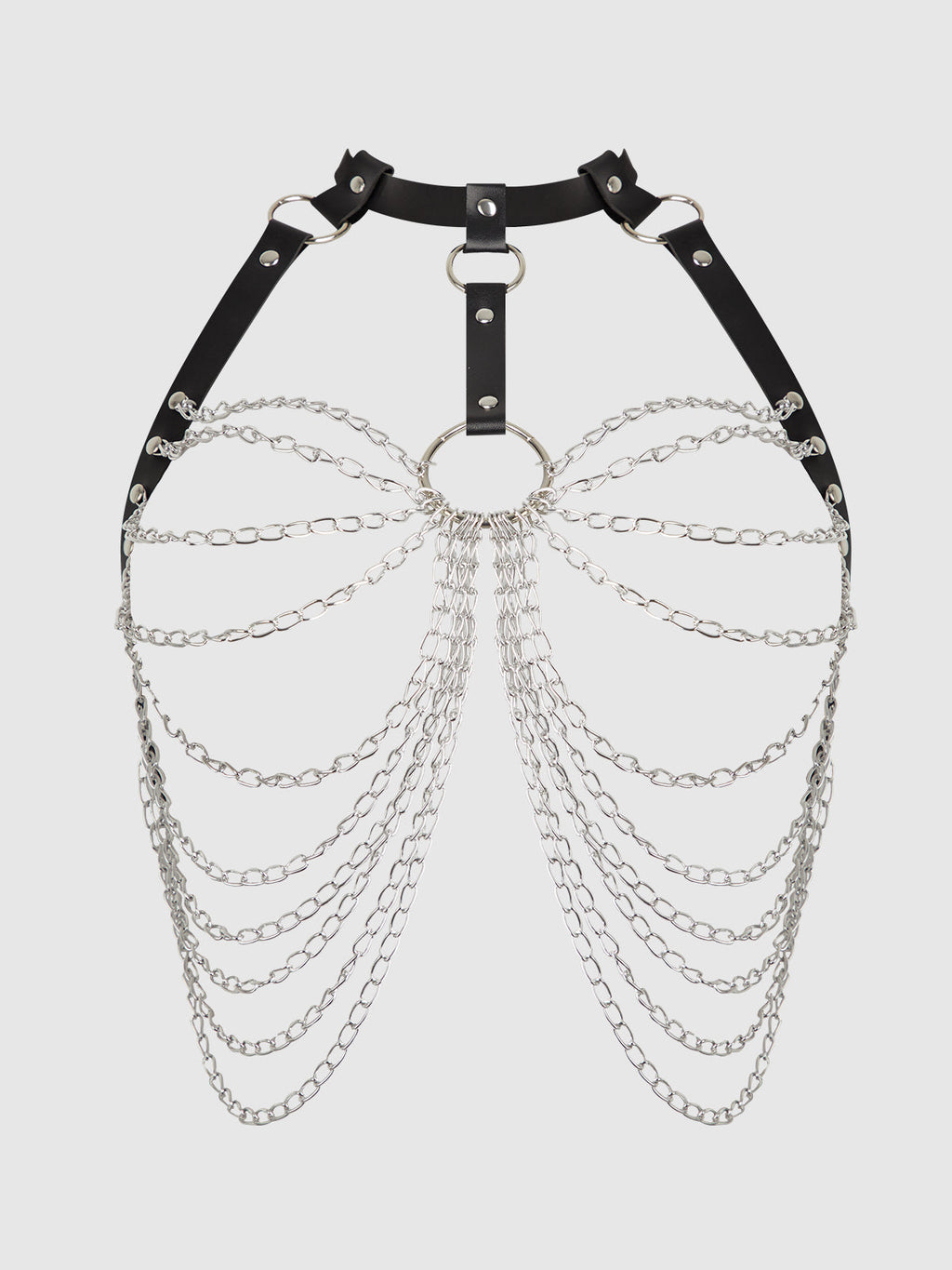 Chain & Leather-Like Draped Harness from Love It Curvy