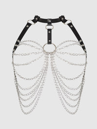 Love It Curvy Chain & Leather-Like Draped Harness