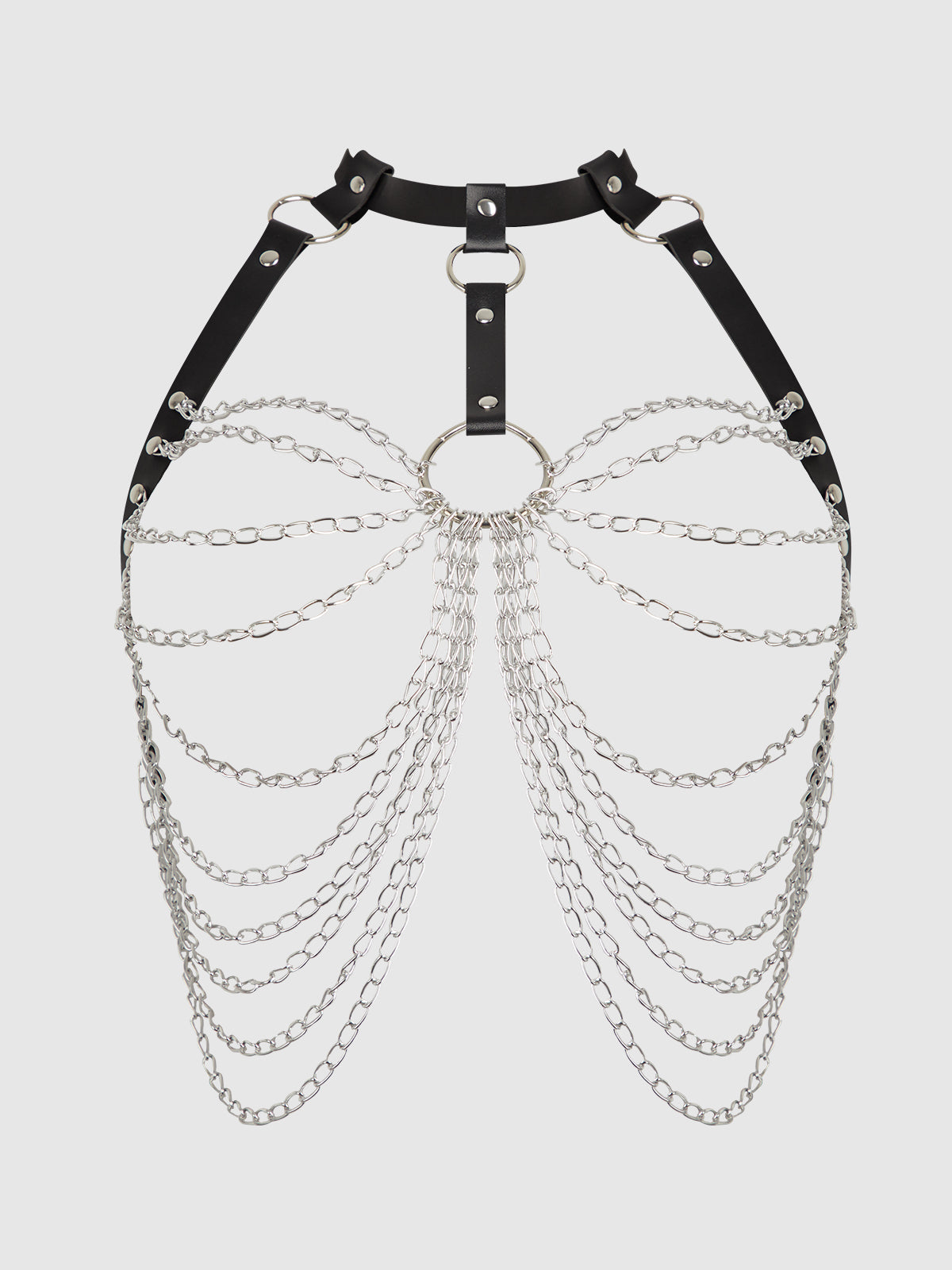 Chain & Leather-Like Draped Harness from Love It Curvy