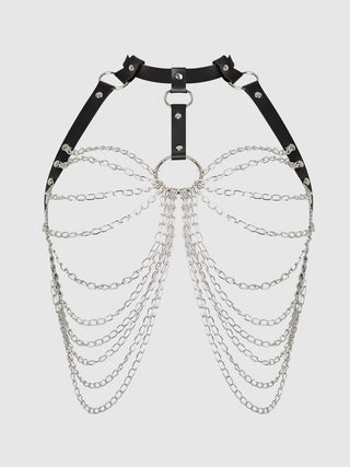 Love It Curvy Chain & Leather-Like Draped Harness