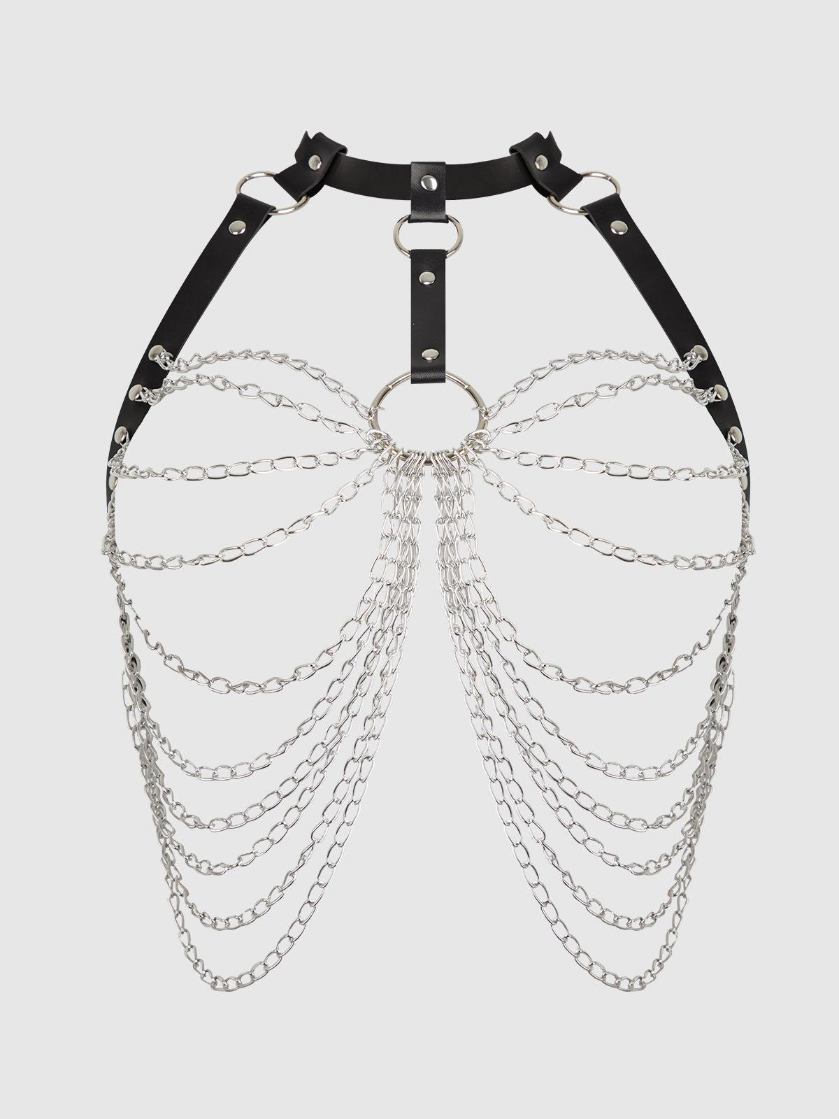 Chain & Leather-Like Draped Harness from Love It Curvy