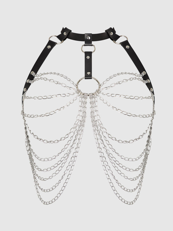 Chain & Leather-Like Draped Harness from Love It Curvy