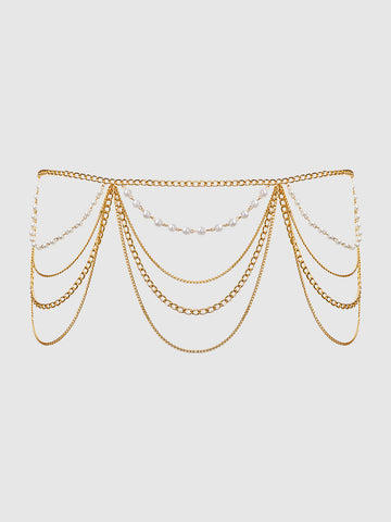 Love It Curvy Pearl & Chain Draped Garter