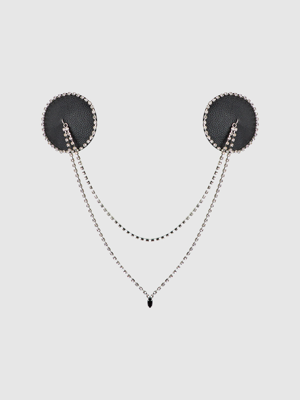 Rhinestone & Leather-Like Draped Pasties from Love It Curvy