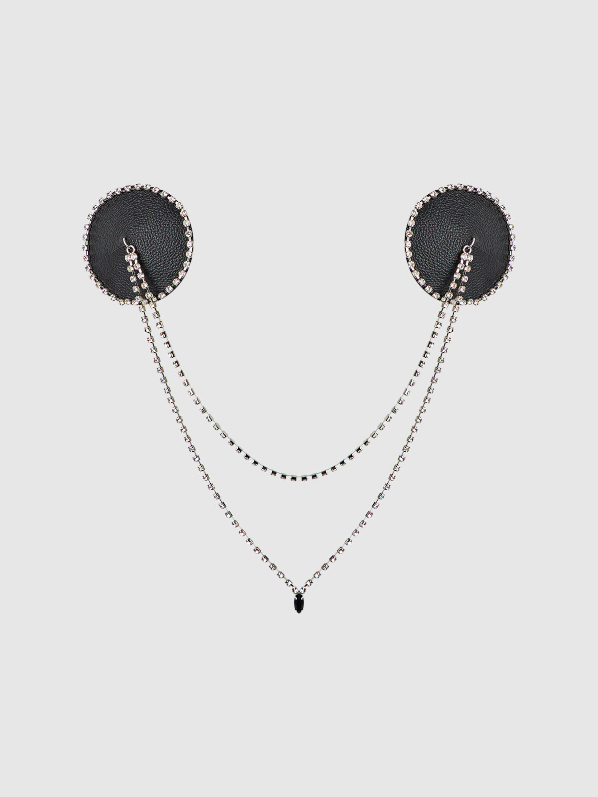 Rhinestone & Leather-Like Draped Pasties from Love It Curvy