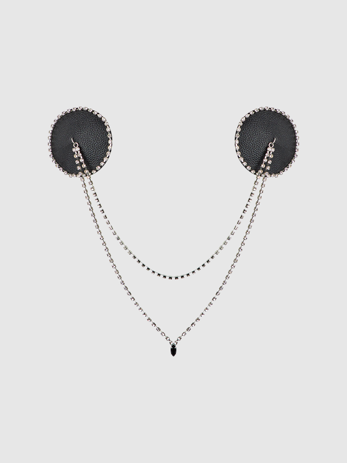 Rhinestone & Leather-Like Draped Pasties from Love It Curvy