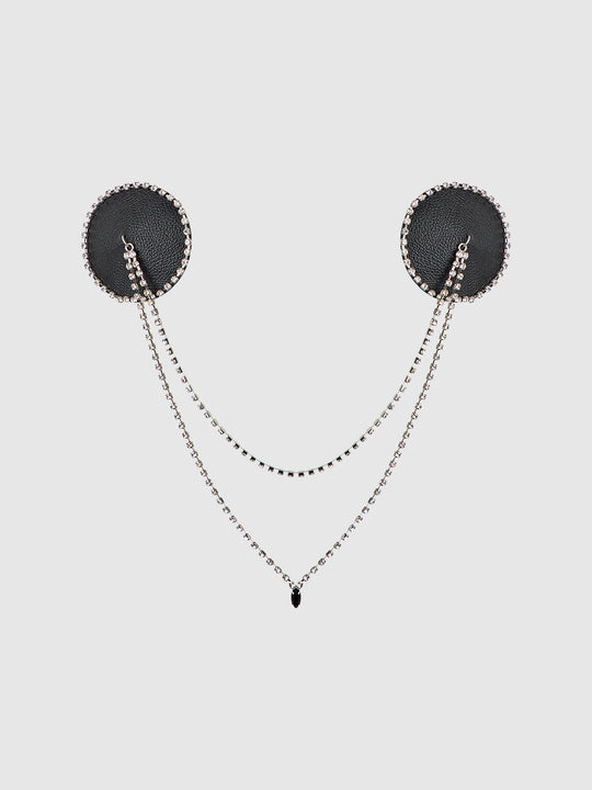 Rhinestone & Leather-Like Draped Pasties from Love It Curvy