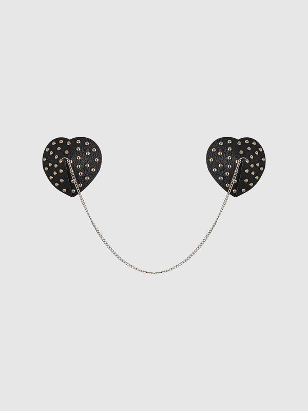 Studded & Chain Draped Leather-Like Heart Pasties from Love It Curvy