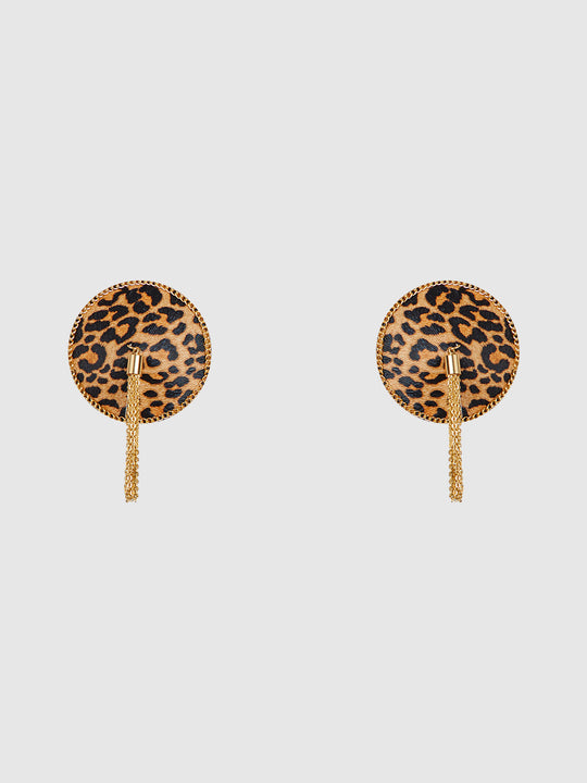Leopard & Gold Chain Round Tassel Pasties from Love It Curvy