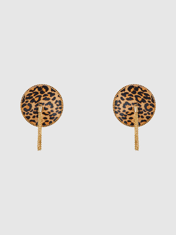 Leopard & Gold Chain Round Tassel Pasties from Love It Curvy