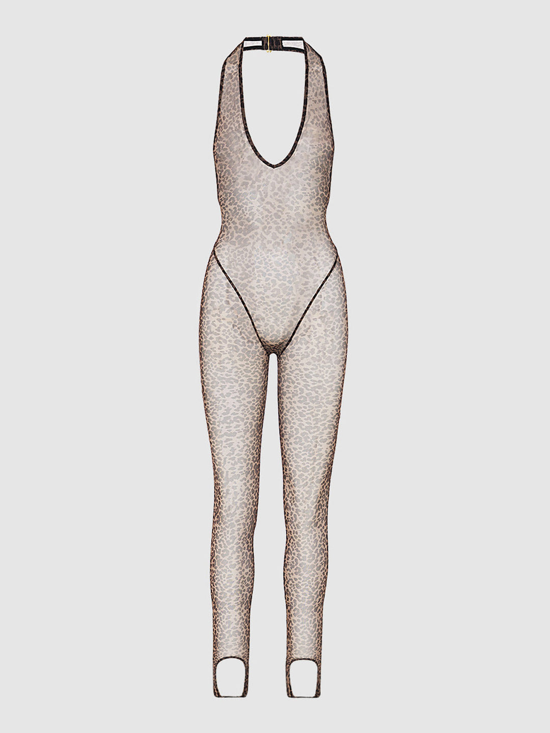 Chantal Leopard Mesh Catsuit from Love It Curvy