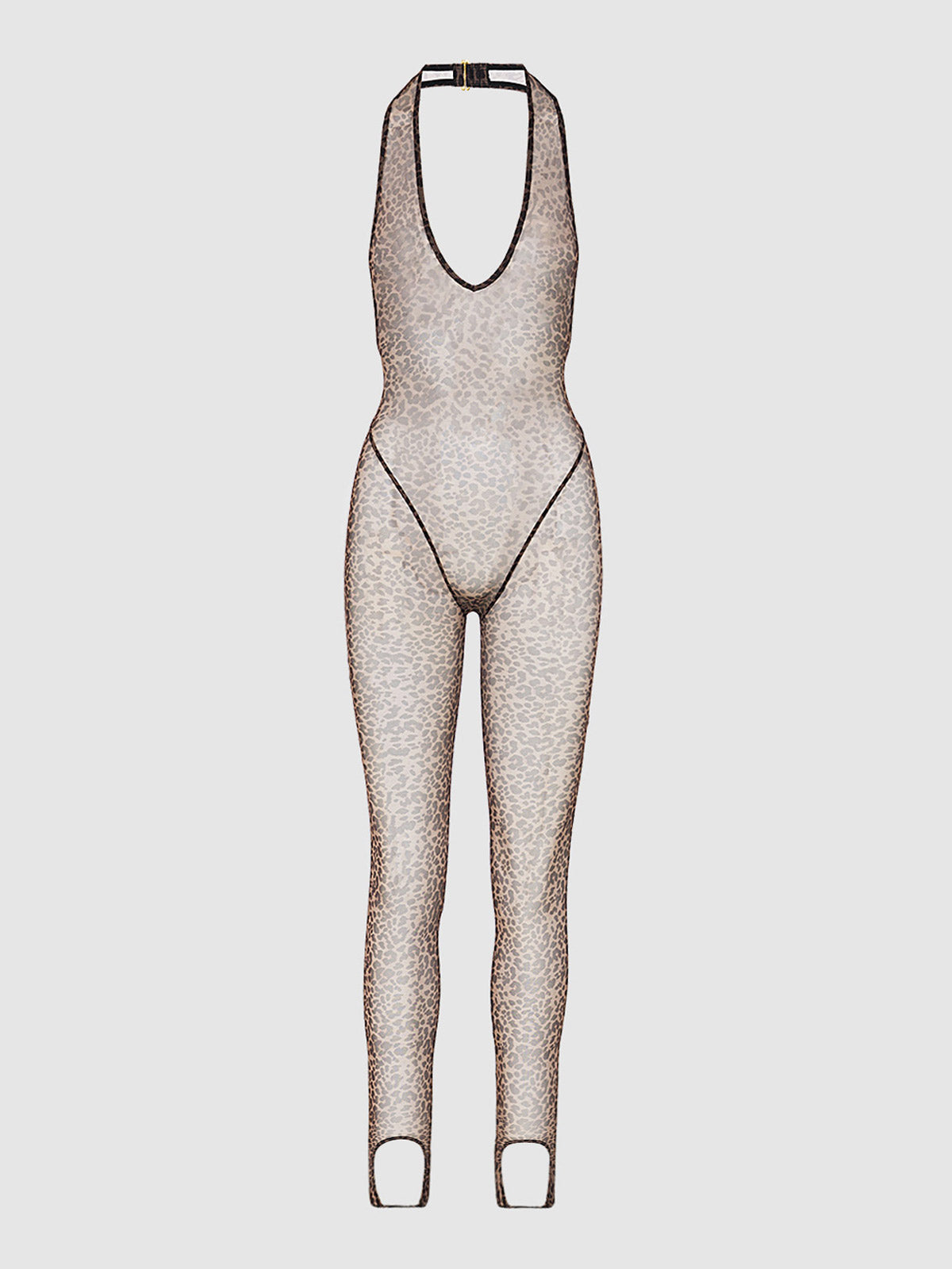 Chantal Leopard Mesh Catsuit from Love It Curvy