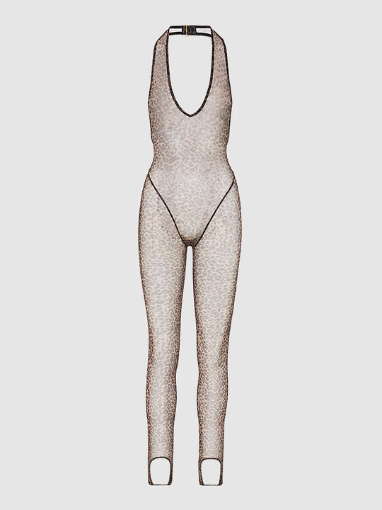 Chantal Leopard Mesh Catsuit from Love It Curvy
