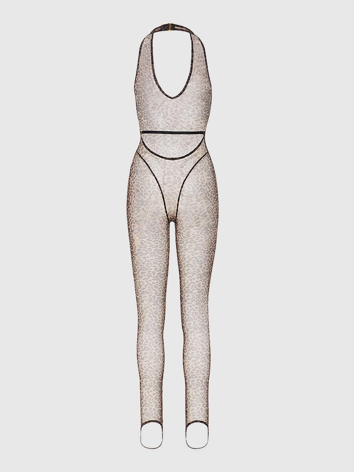 Chantal Leopard Mesh Catsuit | Love It Curvy Secondary image
