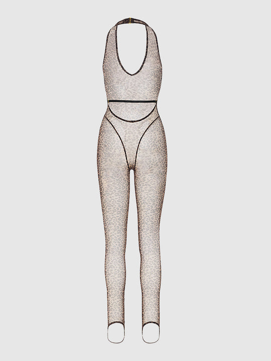 Chantal Leopard Mesh Catsuit from Love It Curvy