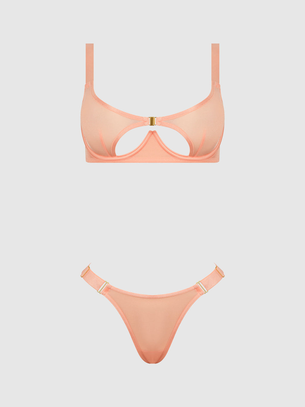 Yvone Shimmer Mesh Openable Cup Bra & Thong Set from Love It Curvy