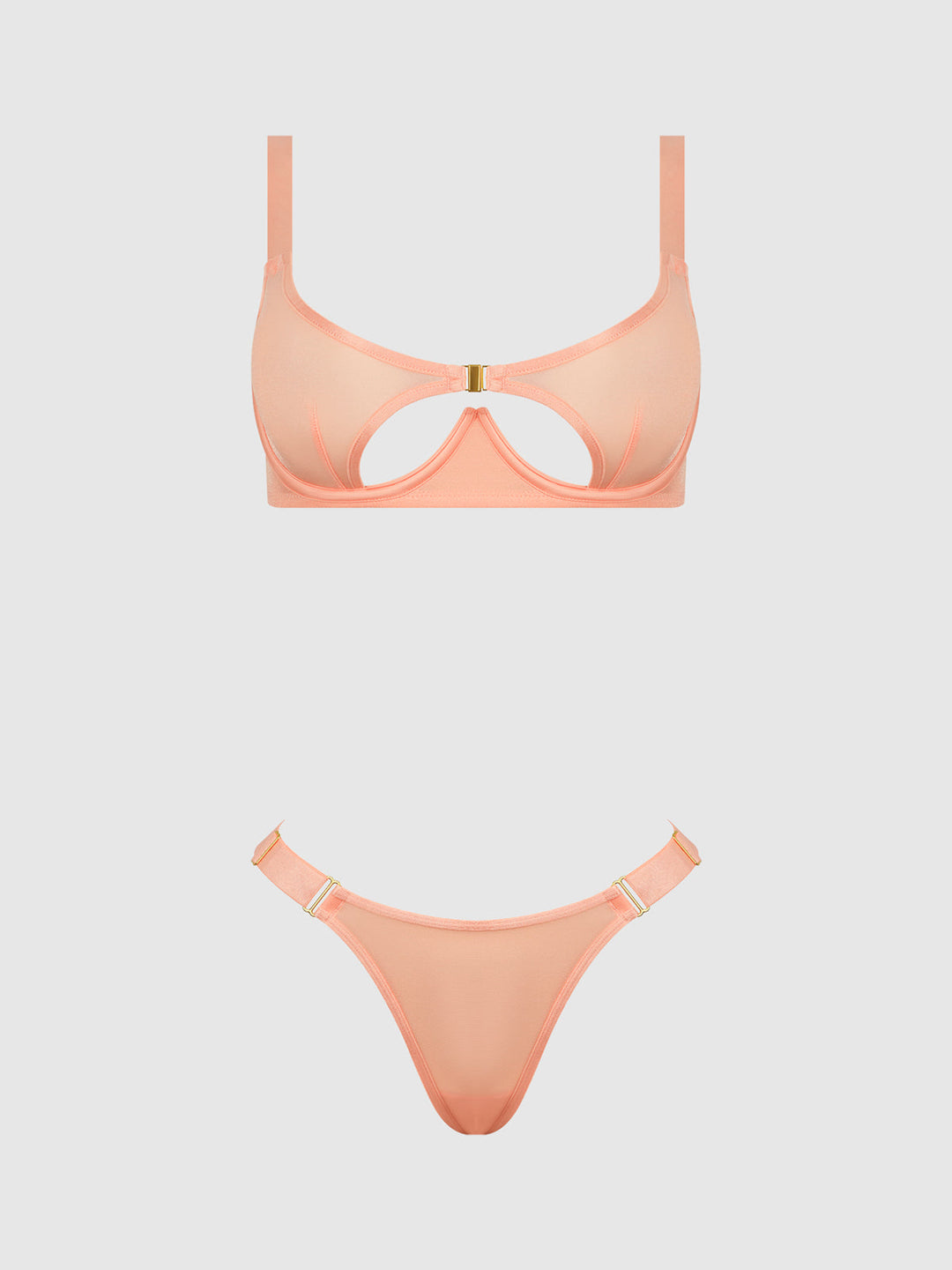 Yvone Shimmer Mesh Openable Cup Bra &amp; Thong Set from Love It Curvy