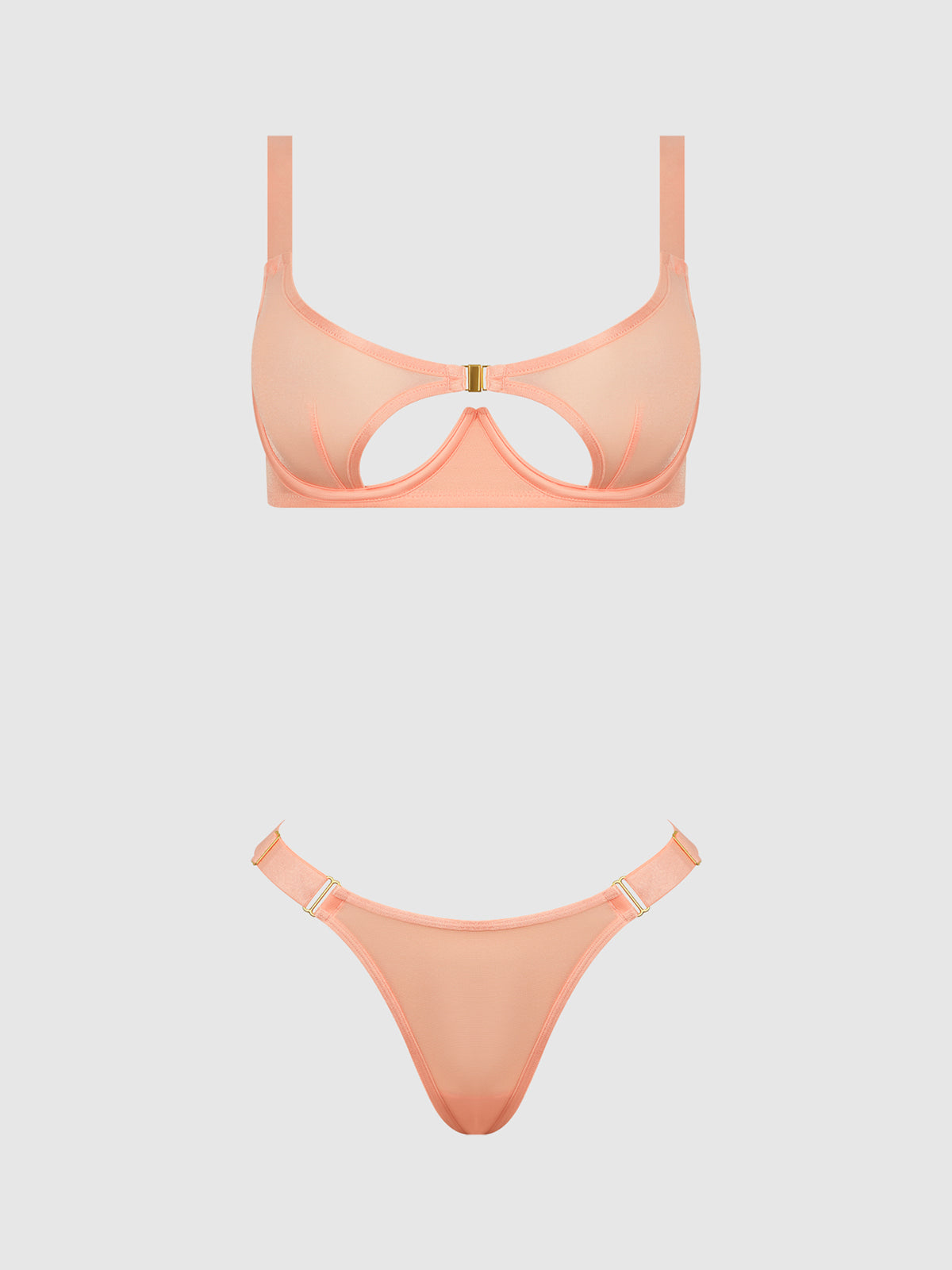 Yvone Shimmer Mesh Openable Cup Bra & Thong Set from Love It Curvy