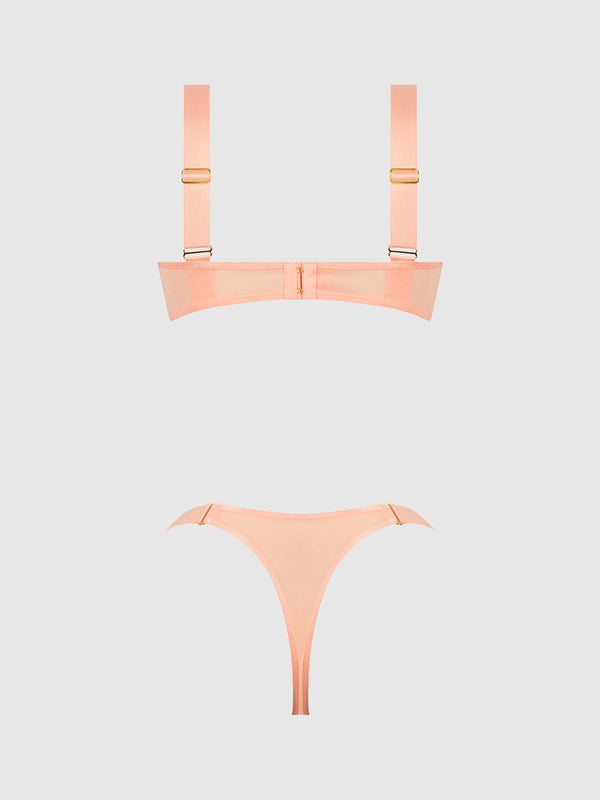Yvone Shimmer Mesh Openable Cup Bra & Thong Set from Love It Curvy