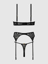 Yvone Lace Open Cup Bra, Crotchless Thong & Garter Set | Love It Curvy