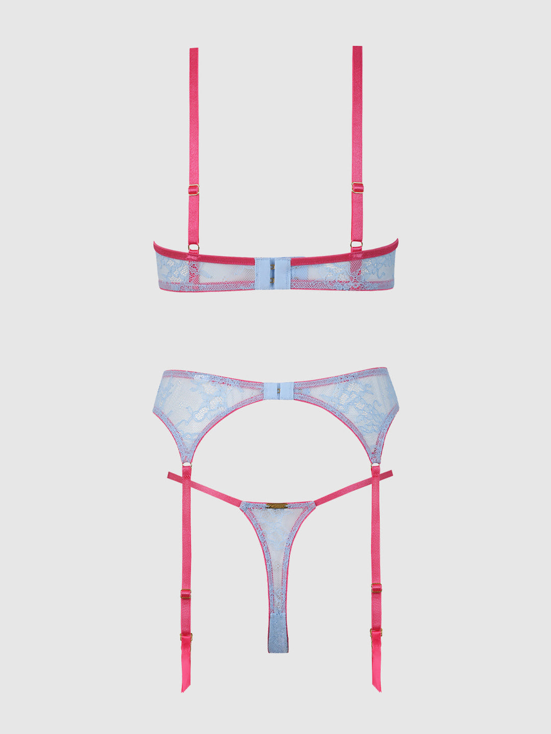 Yvone Lace Open Cup Bra, Crotchless Thong &amp; Garter Set | Love It Curvy