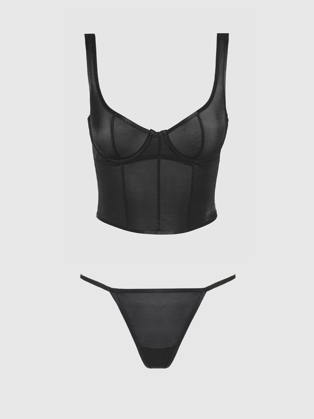 Yvone Shimmer Mesh Bustier &amp; G-String Set from Love It Curvy