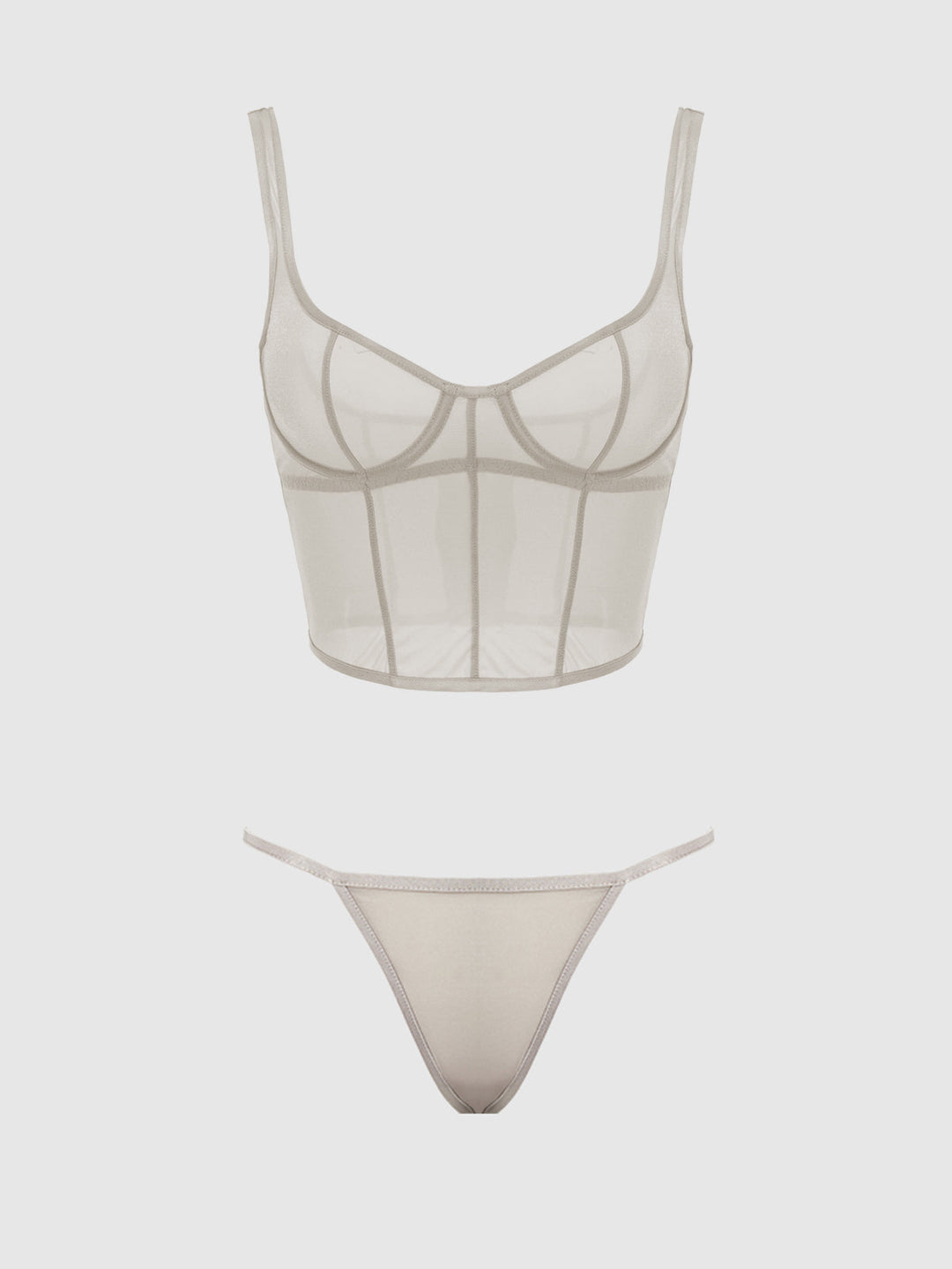 Yvone Shimmer Mesh Bustier &amp; G-String Set from Love It Curvy