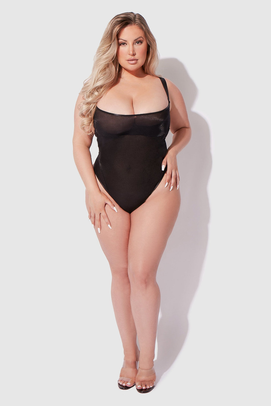 Yvone Shimmer Mesh Bodysuit from Love It Curvy