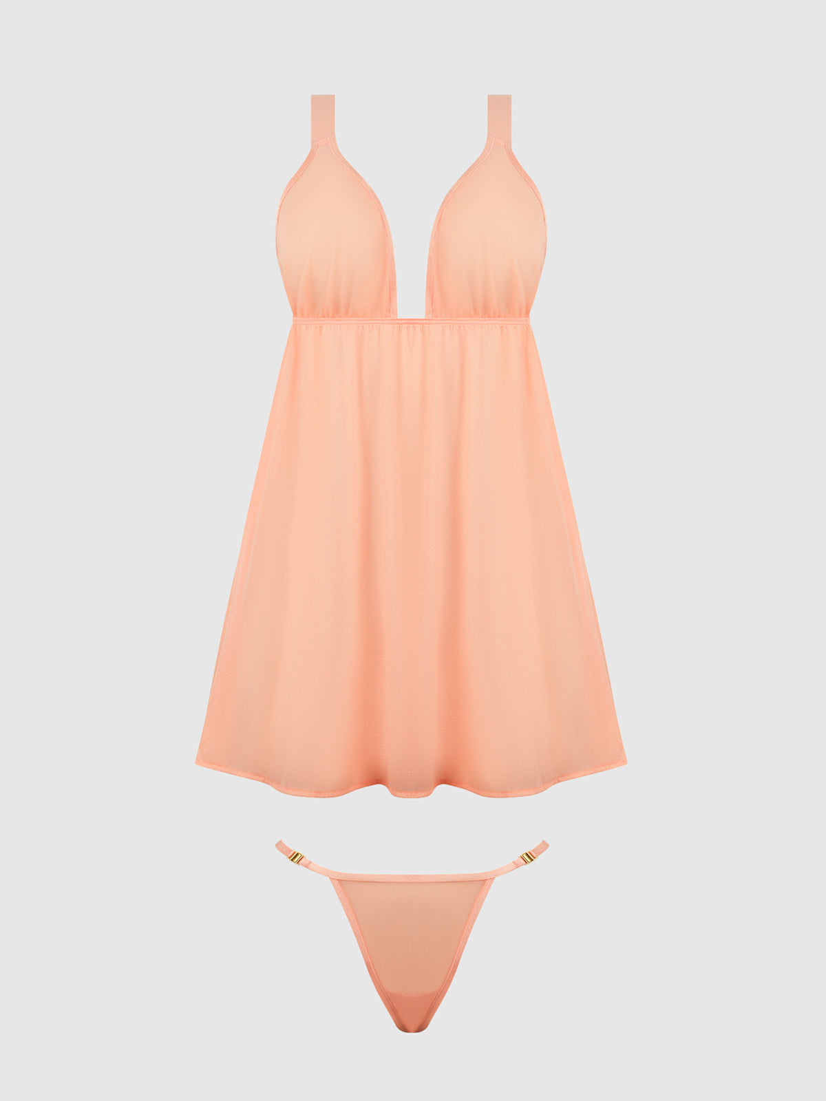 Yvone Shimmer Mesh Babydoll & G-String Set | Love It Curvy Secondary image