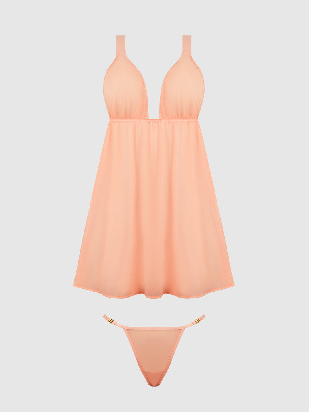 Yvone Shimmer Mesh Babydoll &amp; G-String Set from Love It Curvy