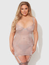 Yvone Shimmer Mesh Underwire Chemise & G-String Set from Love It Curvy