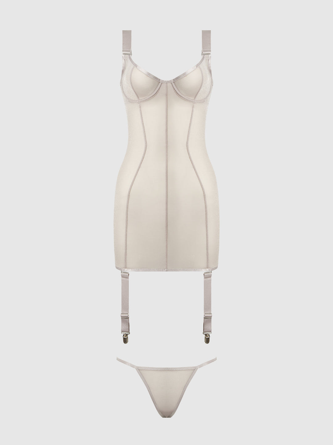 Yvone Shimmer Mesh Underwire Chemise &amp; G-String Set from Love It Curvy