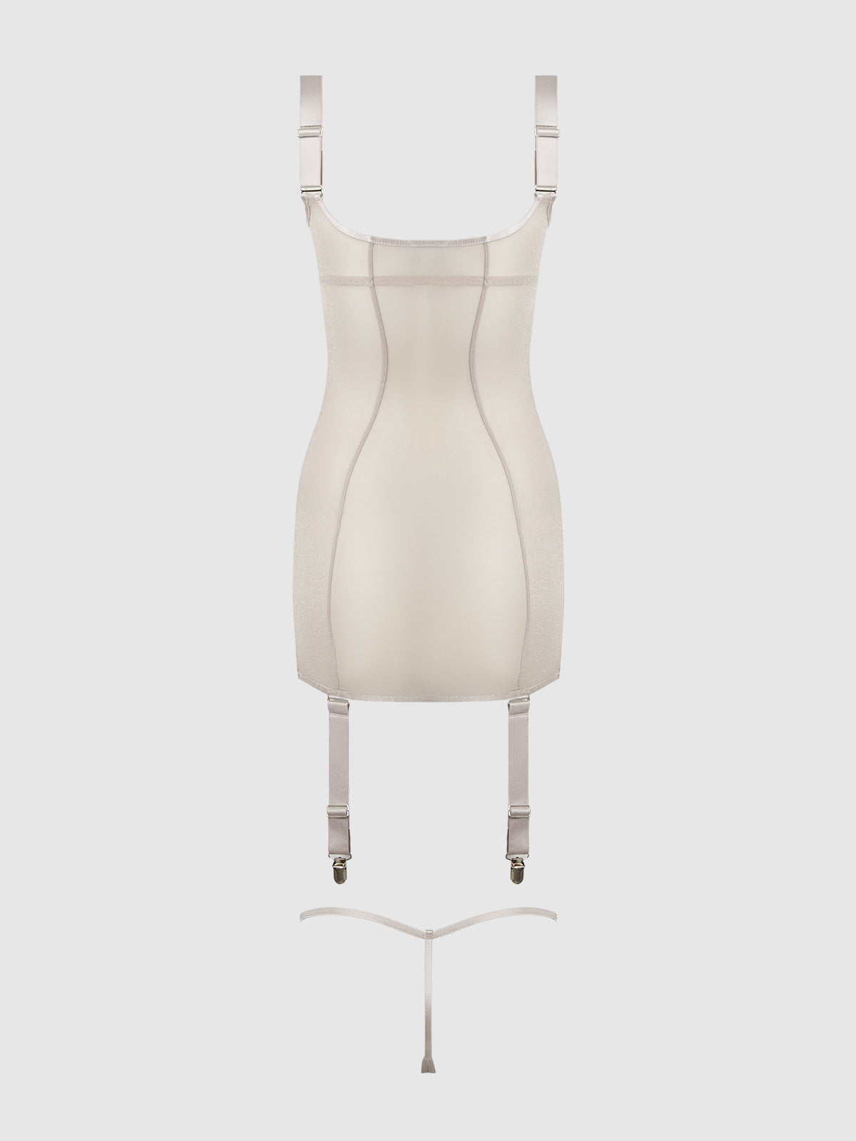Yvone Shimmer Mesh Underwire Chemise & G-String Set from Love It Curvy