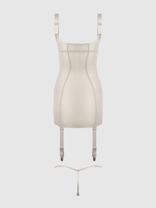 Yvone Shimmer Mesh Underwire Chemise & G-String Set from Love It Curvy