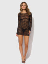 Yvone Lace Long Sleeve Chemise Dress & G-String | Love It Curvy