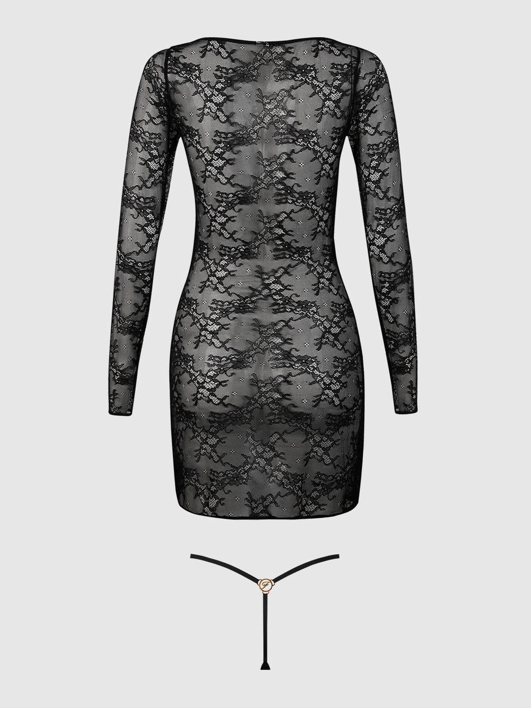 Yvone Lace Long Sleeve Chemise Dress &amp; G-String | Love It Curvy