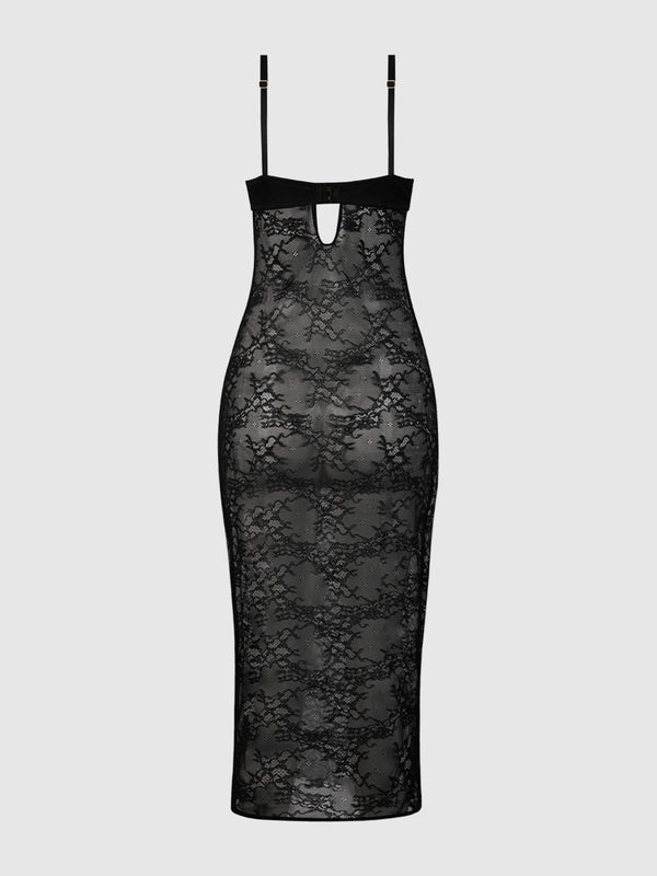 Yvone Lace Plunge Push Up Gown | Love It Curvy