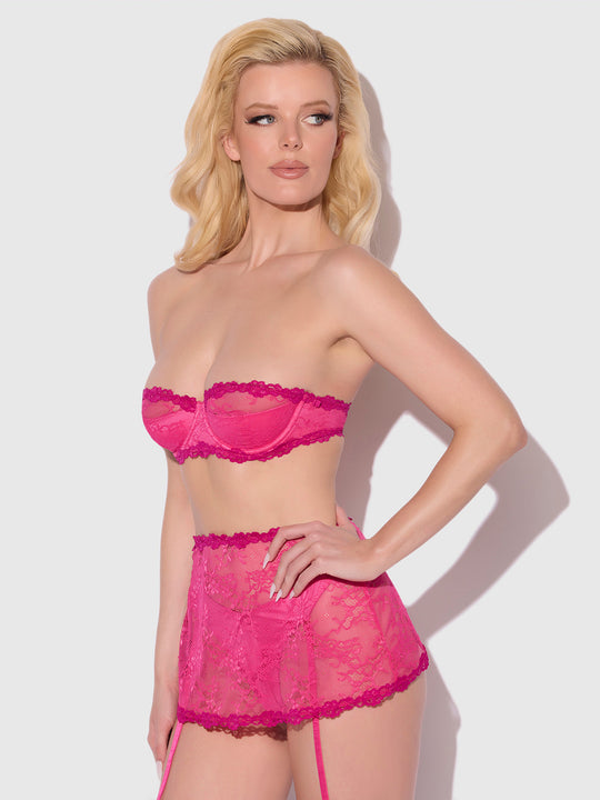 Yvone Lace Bra & Skirted Garter Panty Set from Love It Curvy