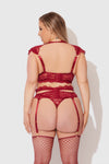 Dezi Lace & Chain Open Cup Bra, Garter & G-String Set from Love It Curvy