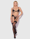 Cecily Lace & Chain Bra, Garter & G-String Set from Love It Curvy