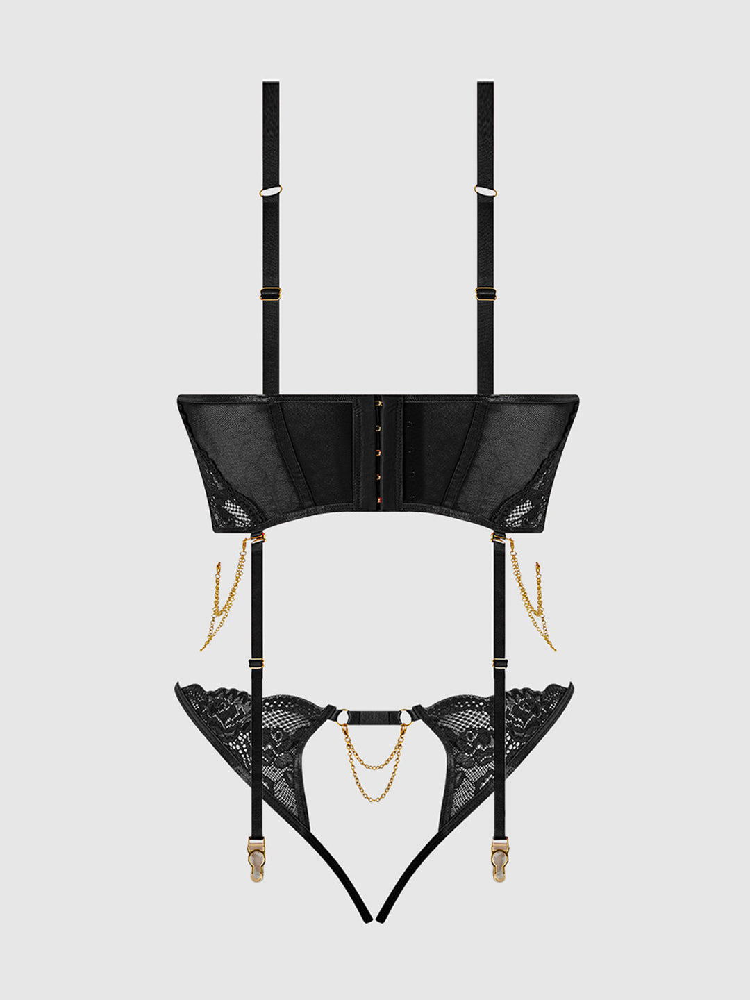 Cecily Lace &amp; Chain Bustier &amp; Backless Hipster Set from Love It Curvy
